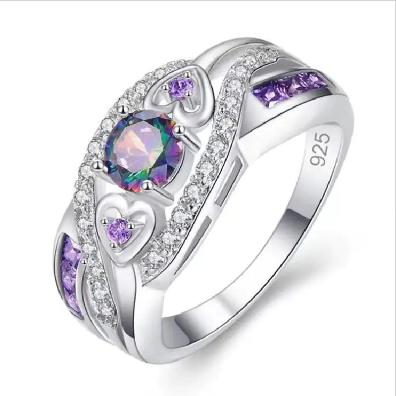 Classic Heart Shape Amethyst Ring for Women