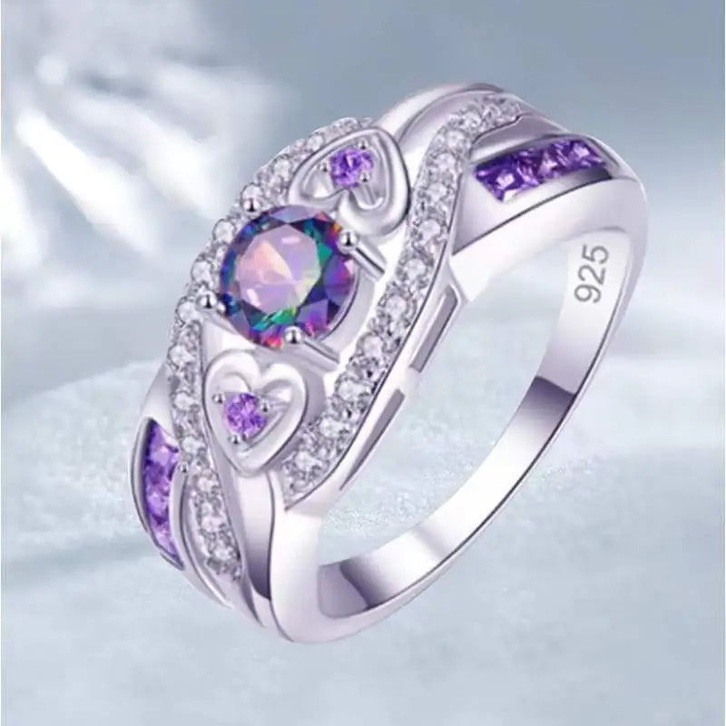 Classic Heart Shape Amethyst Ring for Women
