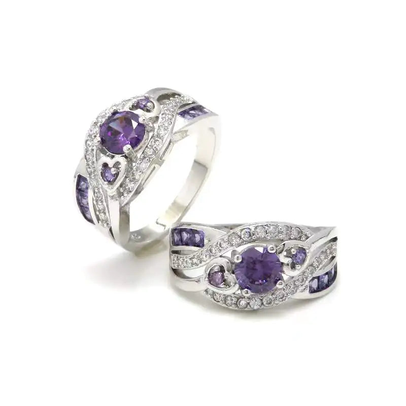 Classic Heart Shape Amethyst Ring for Women