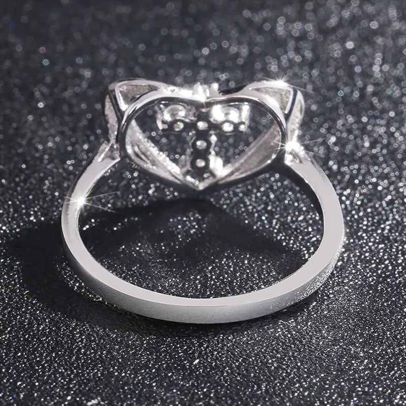Heart Zircon Cross Devotion Ring for Women
